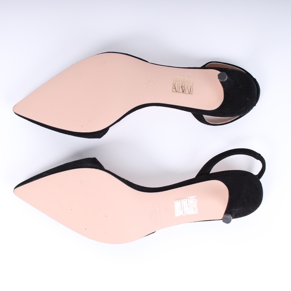 Jcrew Black Asymmetrical Pointy Toe Suede Skinny Slingback Colette Pump - Picture 7 of 7